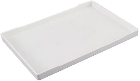 misppro Bandeja grande de plástico rectangular para alimentos, bandeja de mayordomo, bandeja de desayuno (blanco, 15 x 10 pulgadas)