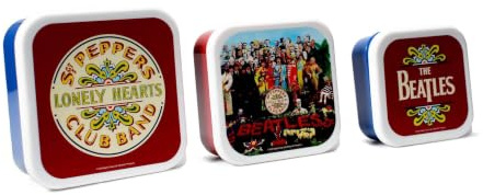 Half Moon Bay | The Beatles | Sgt. Pepper | Set of 3 Plastic Nesting Lunch Boxes | Official Merchandise | School Lunchbox & Playground Storage | Back to School Kids Gift Set