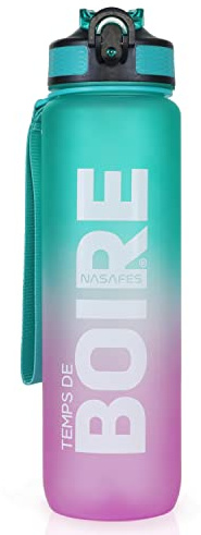 Gourde Motivation Francais avec Marqueur de Temps | Bouteille d’eau avec rappel pour boire, sans BPA