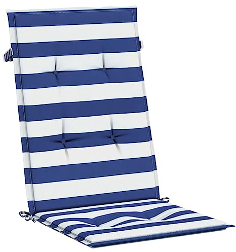 Tidyard 6 STK. Gartenstuhlauflagen Hochlehner, Gartenstühle Sitzauflagen, Sitzkissen, Polsterauflagen, Hochlehner Auflagen, Blau & Weiß Gestreift Stoff
