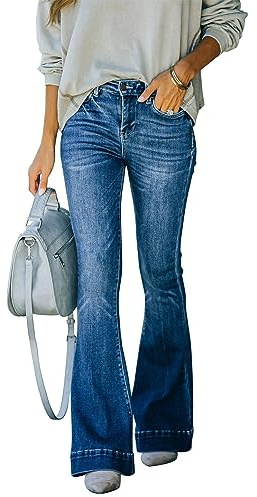 KUNMI Women's Flare Bell Bottom Jeans High Waisted Wide Leg Bootcut Jeans Stretchy Denim Pants