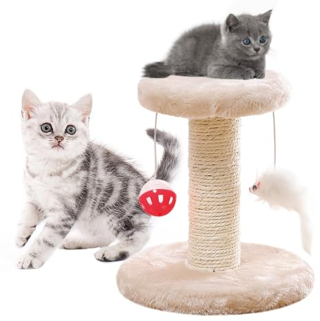 Kratzbaum,Katzenmöbel Kletterbaum,Kratzsäule mit Sisal,Kratzbaum,Katzenbaum mit Plattform aus Plüsch,Katzenbaum mit weicher Sitzfläche