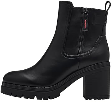s.Oliver Damen Stiefeletten mit Absatz mit Reißverschluss Vegan, Schwarz (Black), 42 EU