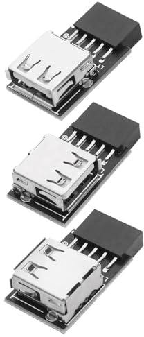 Create idea 3pcs 9 Pin Front Panel Header USB 9 Pin to Type A Adapter USB 2.0 Upward Left Right Comaptible with Mac Compatible with WINXP/7/8/10/11 System