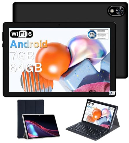 DOOGEE U9 Tablet 10 Zoll 2025 Android 14, 7GB RAM + 64GB ROM (1TB TF) Kinder Tablet, 2.4G+5G WiFi 6, 5060mAh Akku 1280 * 800 HD+ IPS Display Quad-Core Tablets, Dual Kamera/TÜV Augenschutz/ BT5.0/ OTG