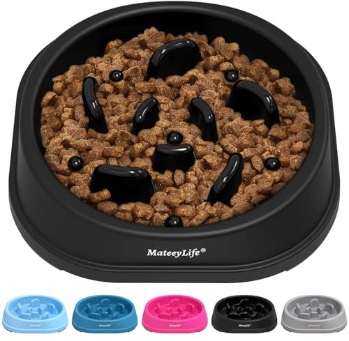 MateeyLife Hundenapf, Anti schling napf Hund – Rutschfester Slow Feeder Hundenapf für mittelgroße und große Hunde, Schwarz (15,24 cm)