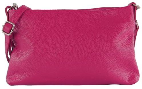 modamoda de T258 Damen Leder Umhängetasche Clutch Kosmetiktasche handmade in Italy, Farbe:Pink