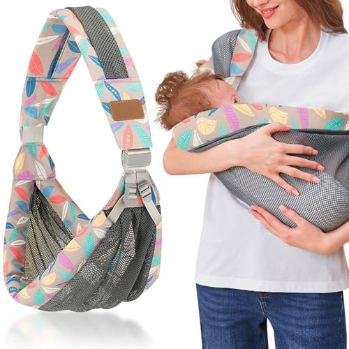 Forhome Tragetuch Baby,Babytrage Neugeborene,Tragetuch,Verstellbare Babytrage,Ergonomische Praktische Babytrage,Tragbar Baby Tragegurt(Blau)