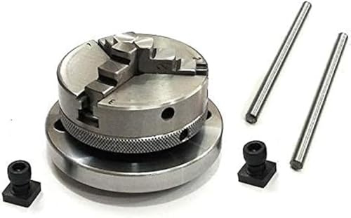 Buyohlic Portabrocas pequeños para mesas giratorias de 7.6 cm I 80 mm y 10.2 cm I 100 mm con placas traseras de acero y mini tornos (mandril autocentrante de 65 mm M14 x 1)