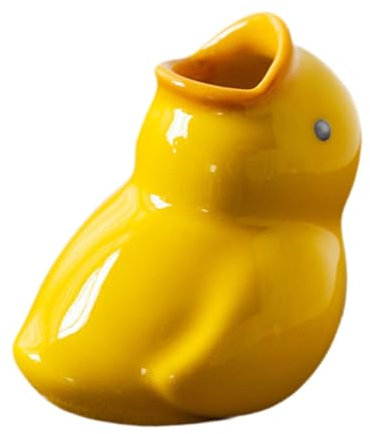 SiaBiced Zahnbürstenhalter aus mit Ente, Tier-Ornament, leicht zu reinigen, neuartige Schreibtisch-Dekoration, Zahnbürsten-Organizer für die Wohnung, Gelb Gekippt
