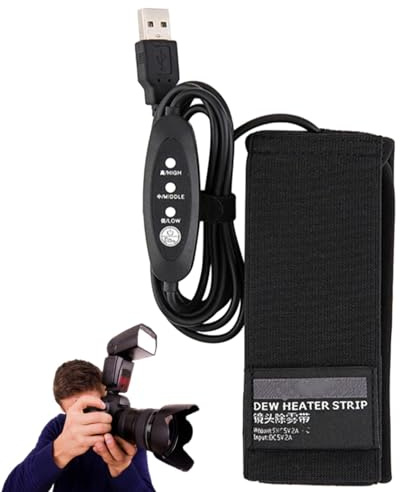 Scalda-lenti USB per riscaldatore di rugiada, striscia riscaldante con regolatore di temperatura, cinghia riscaldante antiappannamento regolabile per della fotocamera, striscia riscaldante
