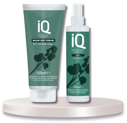 IQ Intelligent Haircare 10 in 1 (250ml) & Blow Dry Cream (150ml) - Haircare Duo for Styling and Protection, Nourishing Multi-Action Treatment and Heat Protectant for Smooth, Manageable Hair