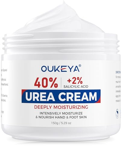 OUKEYA Crema Urea 40% con Acido Salicilico 2%, Crema Piedi Mani per Talloni Screpolati, Ginocchia, Gomiti, Crema Corpo per Pelle Secca, Esfoliante, Rimuove Calli e Duroni, NEW FORMULA Urea Cream 40%
