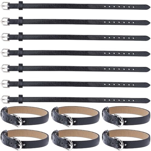 GORGECRAFT 20 st svarta traditionella kiltförlängare remmar 20 x 0,3 tum PU-läder skotsk stigbygel läder manschett armband halkskydd ärm hållare bälte läder bagage tagg remmar för kilts kappa
