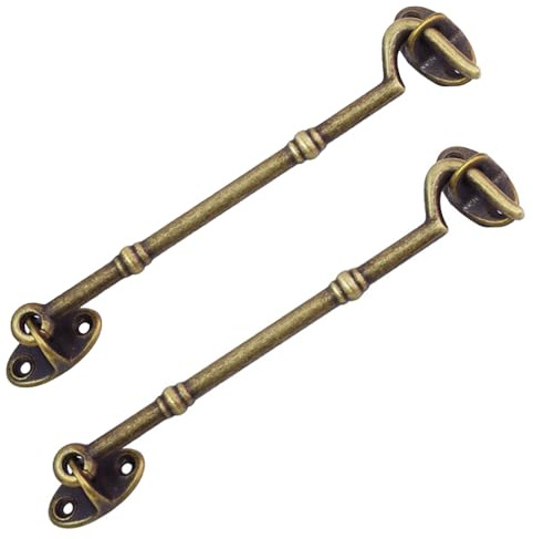 2 pezzi ganci e serratura a occhiello per porta di cabina da 12 cm in bronzo lucido per uso intensivo, chiavistello per armadio con vite di fissaggio per porta cancello finestra armadio capannone