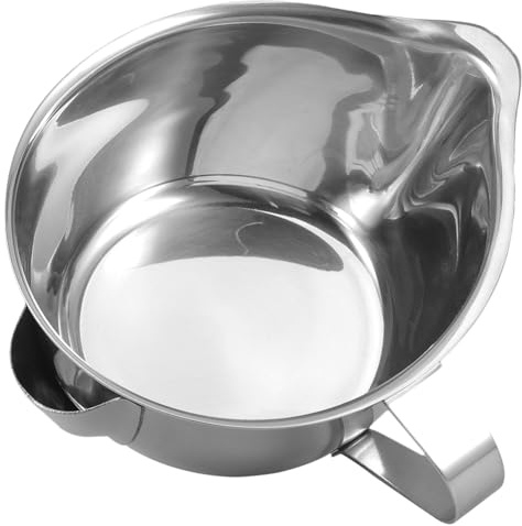 SECFOU Edelstahl Ölabscheider Fett Ölfilterschale 500 Ml Mit Griff Suppenfettabscheider Küchensieb Ölfilterschüssel Für Gesunde Zubereitung