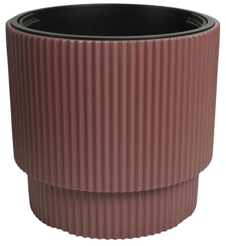 B2C Plant Pots Flower Planter 7 Colours 2 sizes Tall Wavy Plastic Pot Boho Elegant Textured Plastic Lightweight Home Garden Patio (Marsala, 40cm - 38L)