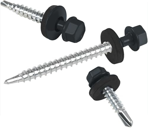 PAROTEC Trapezblechschrauben 4.8 mm x 25 mm, 250 Stück, RAL 7016 Anthrazit | Selbstschneidende Schrauben mit EPDM Dichtscheibe Dichtung Selbstbohrende Bohrschrauben Sechskantkopf