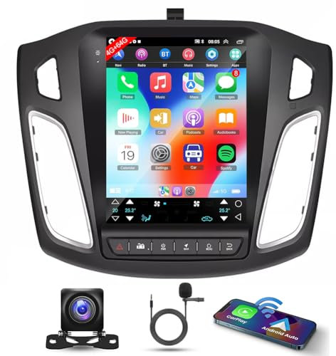 4G+64GB Android 13 Car Stereo for Ford Focus 2012-2018 Double Din Car Stereo Radio 9.7inch HD Touch Screen with Wireless Carplay Android Auto Bluetooth GPS WiFi SWC FM/RDS USB Backup Camera