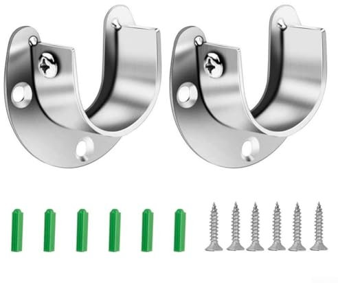 Schrankstangenhalter-Set, 2 Stück, Edelstahl-Halterungen zum Aufhängen von Kleidung oder Vorhängen, 32 mm