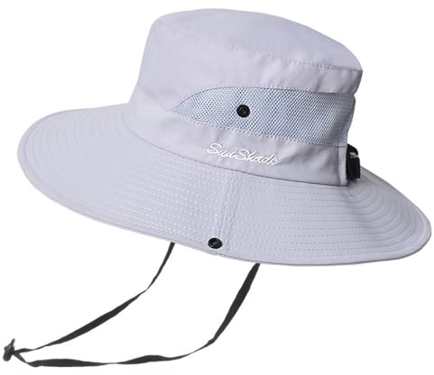 Anvevkn Damen Faltbarer Sonnenhut UV Schutz Sommerhut Wanderhut Fischerhut Gartenhut Wasserdicht Outdoor Buschhut mit Verstellbare Kinnband