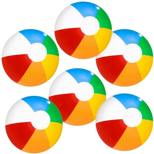 HTTDSLF 6 Pezzi Pallone Gonfiabile Spiaggiaa, Pallone da Spiaggia Gonfiabilee, Palla Gonfiabile, Palloni da Spiaggia Gonfiabili, Palloni Acqua per Adulti per Eestive All'aperto Festa