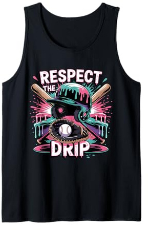 Respect The Drip Baseball Ice Cream Drip Helmet Bats Boys Tank Top