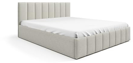 Polsterbett Leyla 120 140 160 180 200 Beige Boucle Stoff Bett mit Metall - Lattenrost mit Stauraum (Quelle 02 - Creme, 120x200)