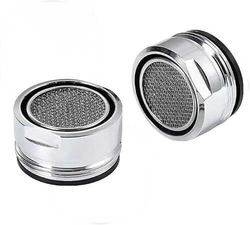2PCS Tap Aerator - Faucet Aerator M24 Male - Brass Tap Filter Nozzle with Stainless Steel Mesh - Replacement Insert for Kitchen Bathroom Sink Taps (Silver)