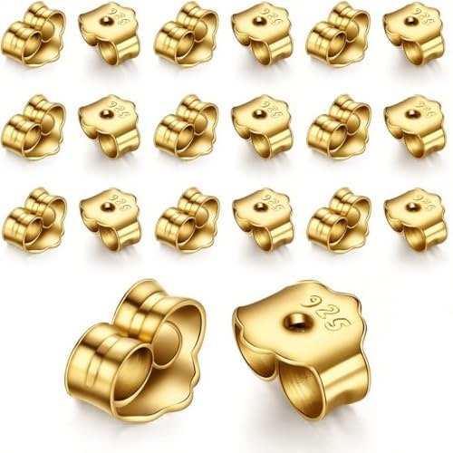 JYNXOR 60 pcs de aretes de mariposa, Cierres de Oro para Pendientes, reemplazo de oro seguro para aretes de tuerca, Cierres Tapón, fabricación de joyas, Mariposa hipoalergénica, tapón de Pendientes