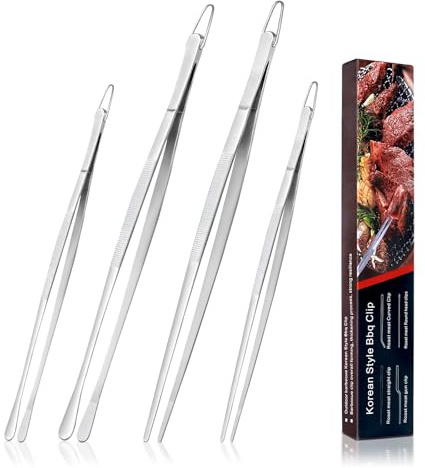Set da 4 Pinze da Cucina Professionali in Acciaio Inox, Pinzette da Cucina 12,7 Pollici e 11 Pollici, Pinze Cucina Acciaio Inox con Gancio, Set di Pinze per Cucinare e Barbecue