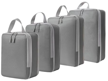 Organizer Valigia Salvaspazio 4 pezzi di borse da viaggio comprimibili, cubi portatili, impermeabili, organizer for valigie, vestiti, custodie for il trasporto bagagli(Gray)