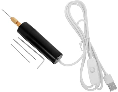 WOONEKY Mini Taladro Eléctrico Inalámbrico USB para Joyería Precisión Perlas y Resina Kit de Brocas Pequeñas para Manualidades y Bricolaje