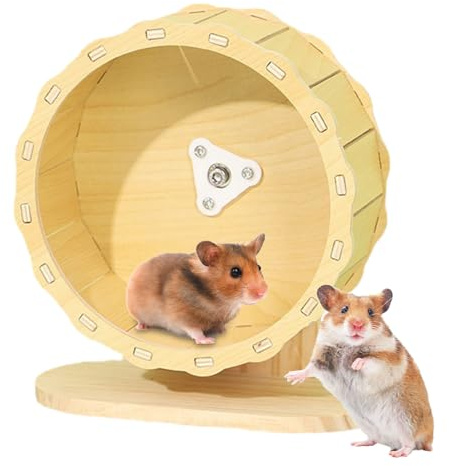 Tyst Hamsterhjul – Miljövänligt Furumaterial, Mjuk Rotationsdesign, Kompakt Husdjursträningshjul, Tuggbeständig Leksak För Hamstrar | Aktivt Roligt Med Underhållning Av Gerbil Marsvinsbur
