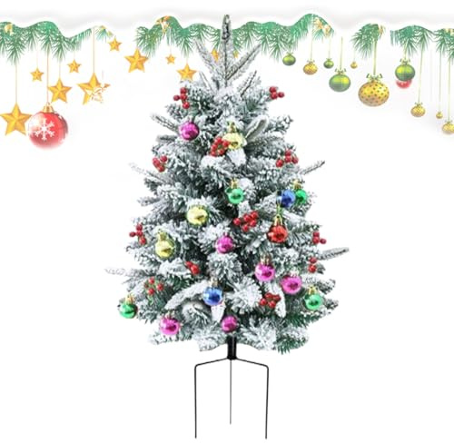 Sapin De Noël Réaliste,75 cm Neige Artificielle Floconnée Piquet Pour Fêtes | Décoration Extérieure avec Éclairage pour Sapin,Pour Allée Extérieure Porche Jardin Fête Appartement Fête Des Mères Maison