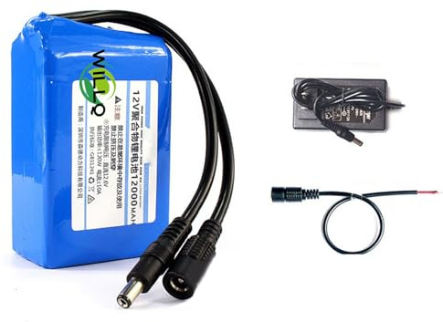 WILLQ Batería de polímero de Litio Recargable de 12 V CC, 6 Ah, 8 Ah, 10 Ah, 12 Ah, 16 Ah y 20 Ah,N/Light,12000mAh
