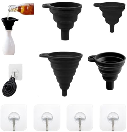 4 Stück Faltbarer Silikon Trichter,Küchen Trichter,Silikon Silikontrichter Küchen Mit 4 Hakentrichtersatz,Tragbarer Faltbar Mini Trichte Set,Für Bier & Flüssigkeiten übertragung (S/M/L/Xl)