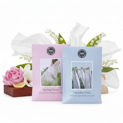 2er Set Duftsäckchen Spring Dress & Laundry Line Frühlingsduft | Blumige und saubere Duftnoten für Kleiderschrank, Bad und Wohnraum - sorgt für eine leichte, frische Atmosphäre