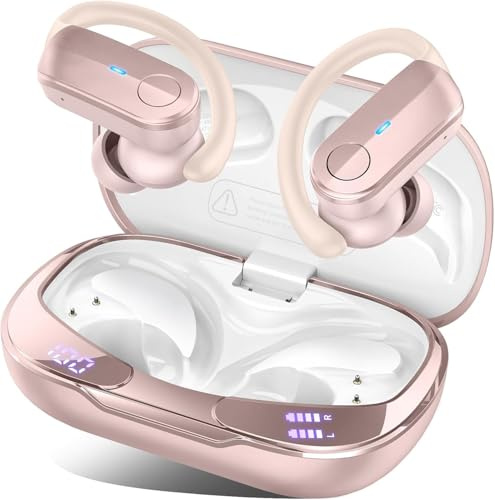 Wireless Earbuds Sports, 2026 70Hrs Bluetooth 5.4 Headphones Running with 6D Deep Bass, IPX8 Waterproof ENC Noise Cancelling Earphones with Earhooks, Over Ear Buds, USB-C Headset for Workout/Gym/Ride