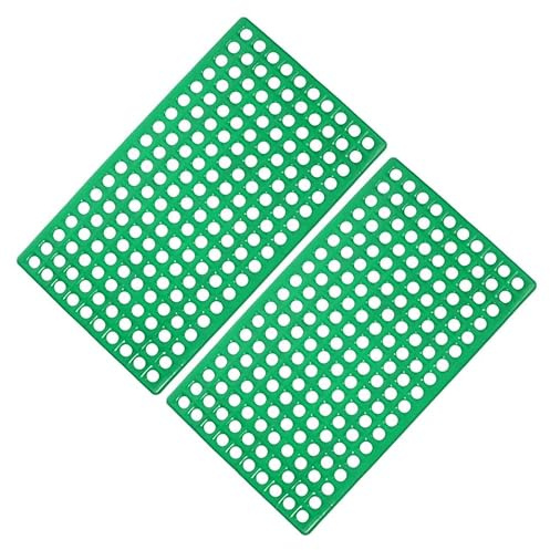 JECOMPRIS Kaninchenkäfigmatten Drainierende Bodenmatten aus Kunststoff 2 Stück Auslaufsichere Nagermatte mit Rundem Löchermuster Grün für Zuchtkaninchen und Hamster