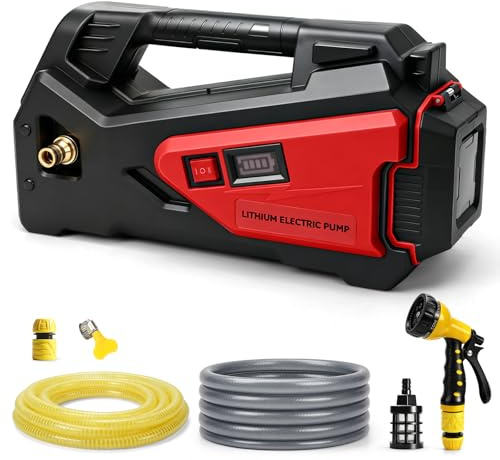 Water Transfer Pump Compatible with Milwaukee 18V Battery, 1/4HP 300GPH Cordless Self Priming Portable Pump with Hose Kit for RV, Boat, Camping, Outdoor Water Transfer (No Battery)
