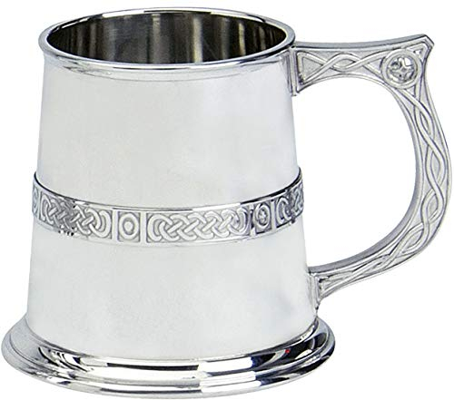 I LUV LTD Zinnkrug Traditionelle Schottische Stirling Celtic Band Breite Basis 1pt Poliert