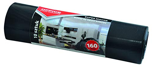 Office Products 22022242-05 Müllbeutel 160 L - 10 Stück Extra Stark LDPE| Müllsäcke Mülltüte Abfallsäcke Mülltüte für Den Hausmüll für das Büro| Farbe: Schwarz | Foliendicke: 32 μm