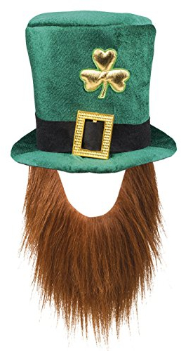 Boland 44907 hatt leprechaun, grön kobold, med skägg, mössa, huvudbonad, Irland, St Patricks day, lyckobringare, karneval, temafest