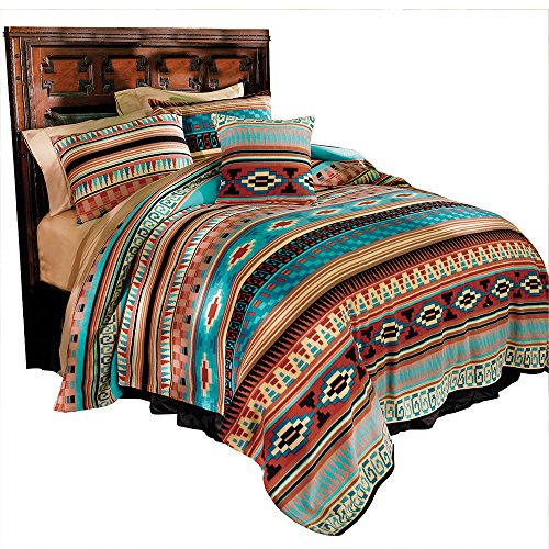 Bits and Pieces - Mesa Fleece Blanket Bedding - Southwestern Character Whisper-Weight Fleece - King Size - Super-Soft Reversible Carefree Polyester - Easy Care Machine Washable