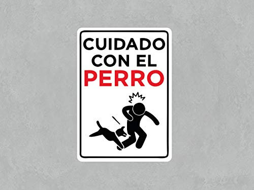 Señal de Cuidado con el Perro | Medida 14,85x21cm | Señaletica en Material Aluminio Blanco Resistente de 3mm | Duradera y Económica