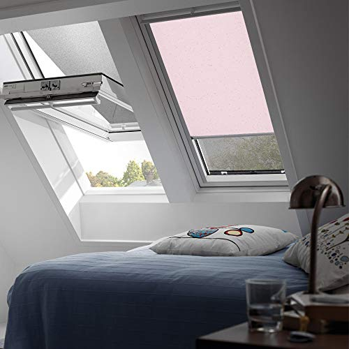 VELUX Original Verdunkelungsrollo Rollo für GGL, GHL, GTL, GPL/S08 und 608/GGU, GHU, GTU, GPU/S08/Stofffarbe Disney 4659/Rosa Sterne/DKL S08 4659S