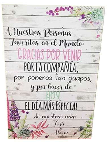 Cartel Bienvenidos a nuestra Boda flores con flores silvestres y fondo de madera.