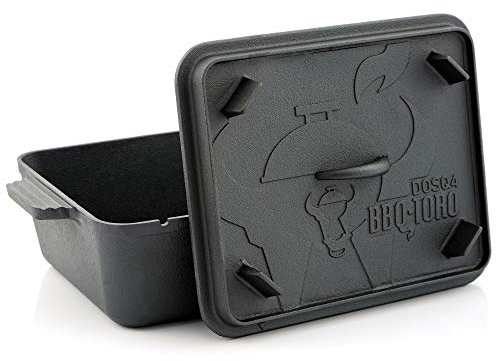 BBQ-Toro Dutch Oven Pan | Casserole à four néerlandais en fonte | 5,5 litres | présaisonné - déjà brulé | Pan avec couvercle