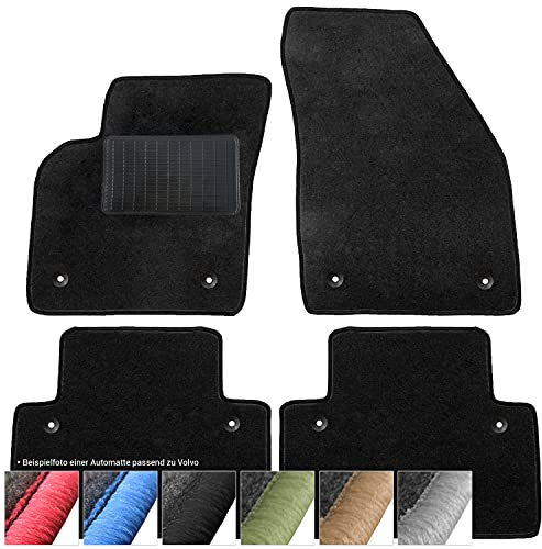 moto-MOLTICO Fußmatten Auto - Velours Autoteppiche | passend für Volvo V70 (2011-2016) - 4-teiliges Set - Schwarze Automatten mit Schwarzen Ziernähten